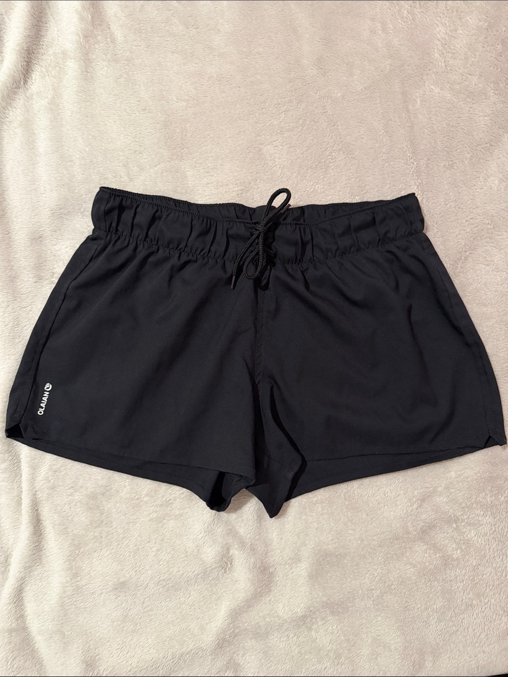 Olian Black Elastic-Waist Athletic Shorts with Drawstring